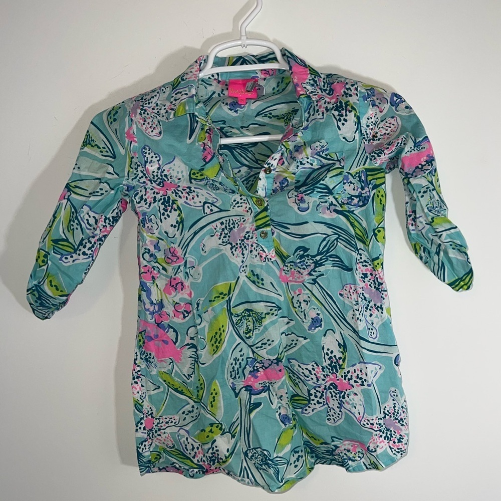 Lily Pulitzer girls beach coverup dress shirt size medium